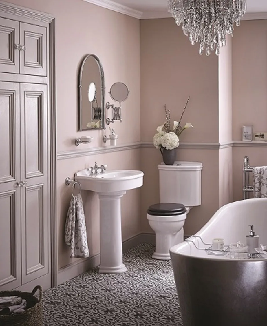 Pink And Gray Vintage Bathroom Rug Design Ideas