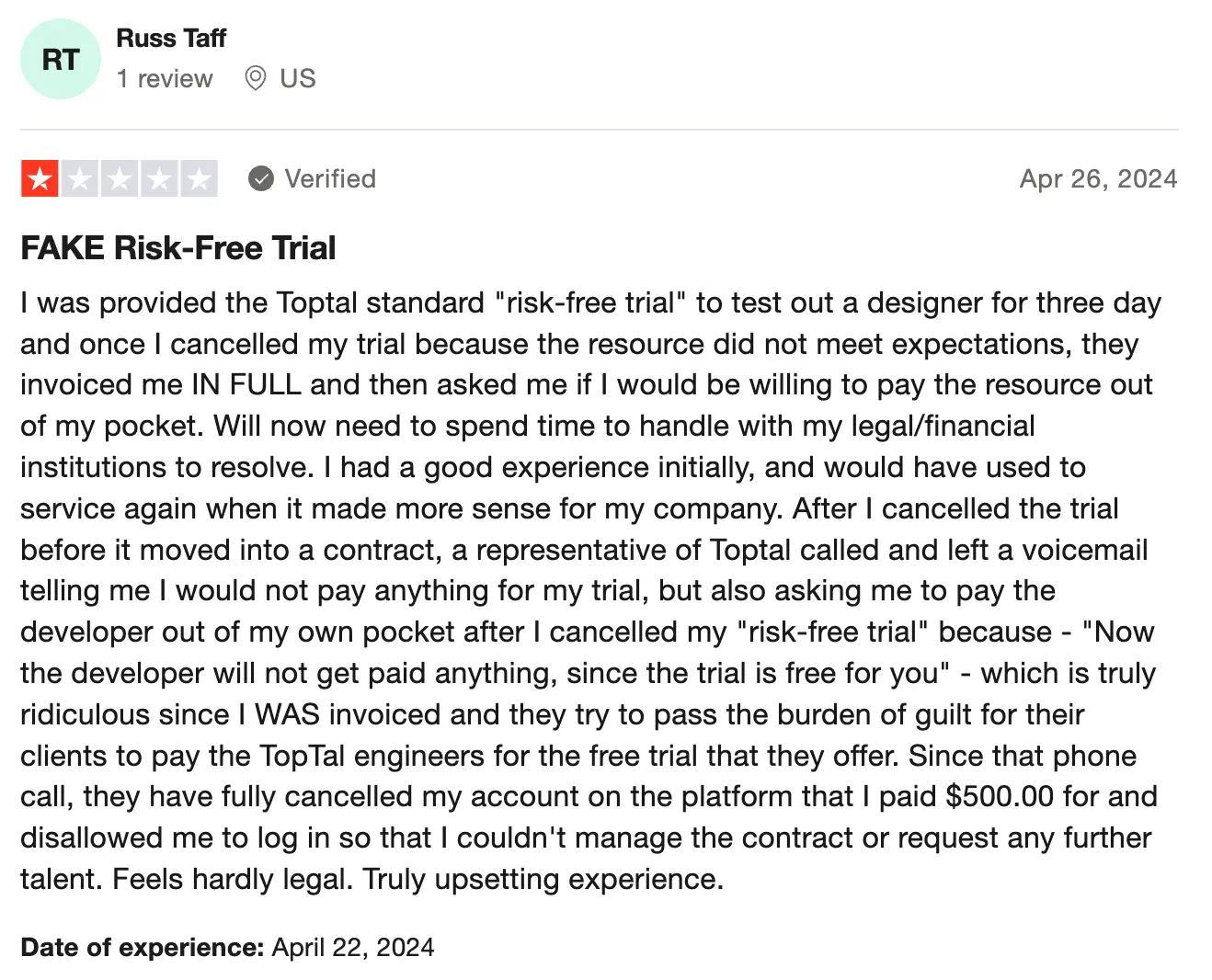 Toptal client review