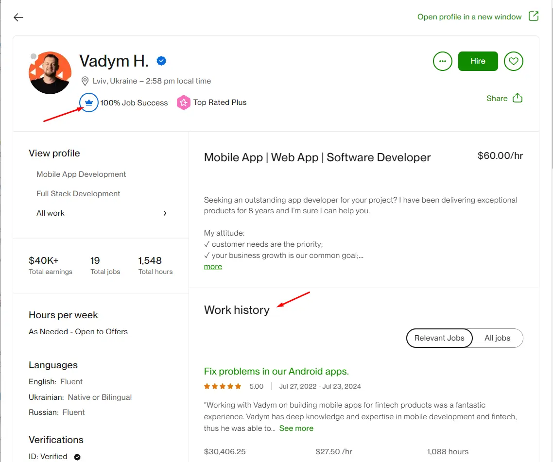 Hire Ukrainian Developers - Upwork Steps