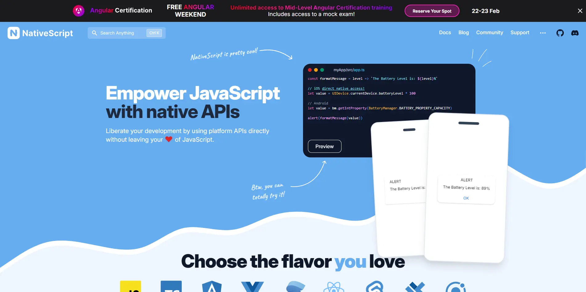 React Native Alternatives -  NativeScript