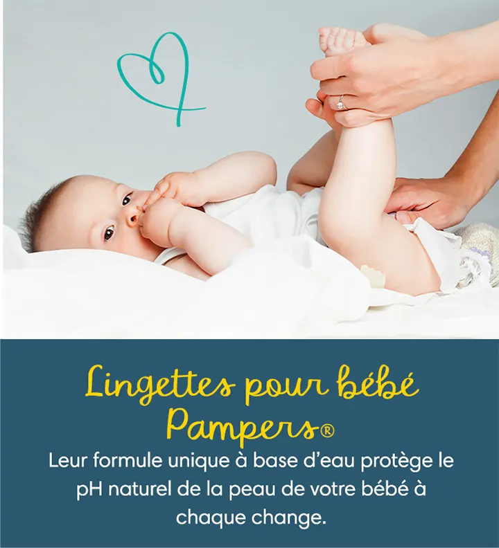 La formule unique à base d’eau des lingettes pour bébé Pampers® protège le pH naturel de la peau de votre bébé à chaque change