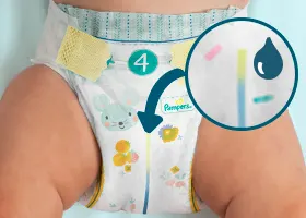 Flèche montrant l'indicateur d'urine sur la couche