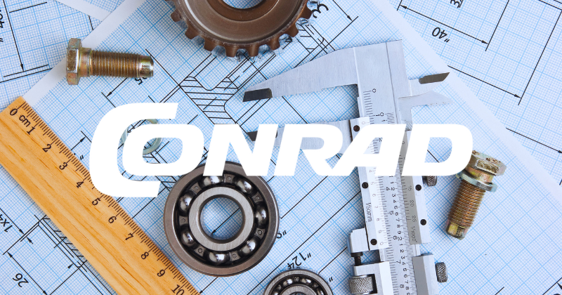 Conrad Logo overlayed on technical equipment.