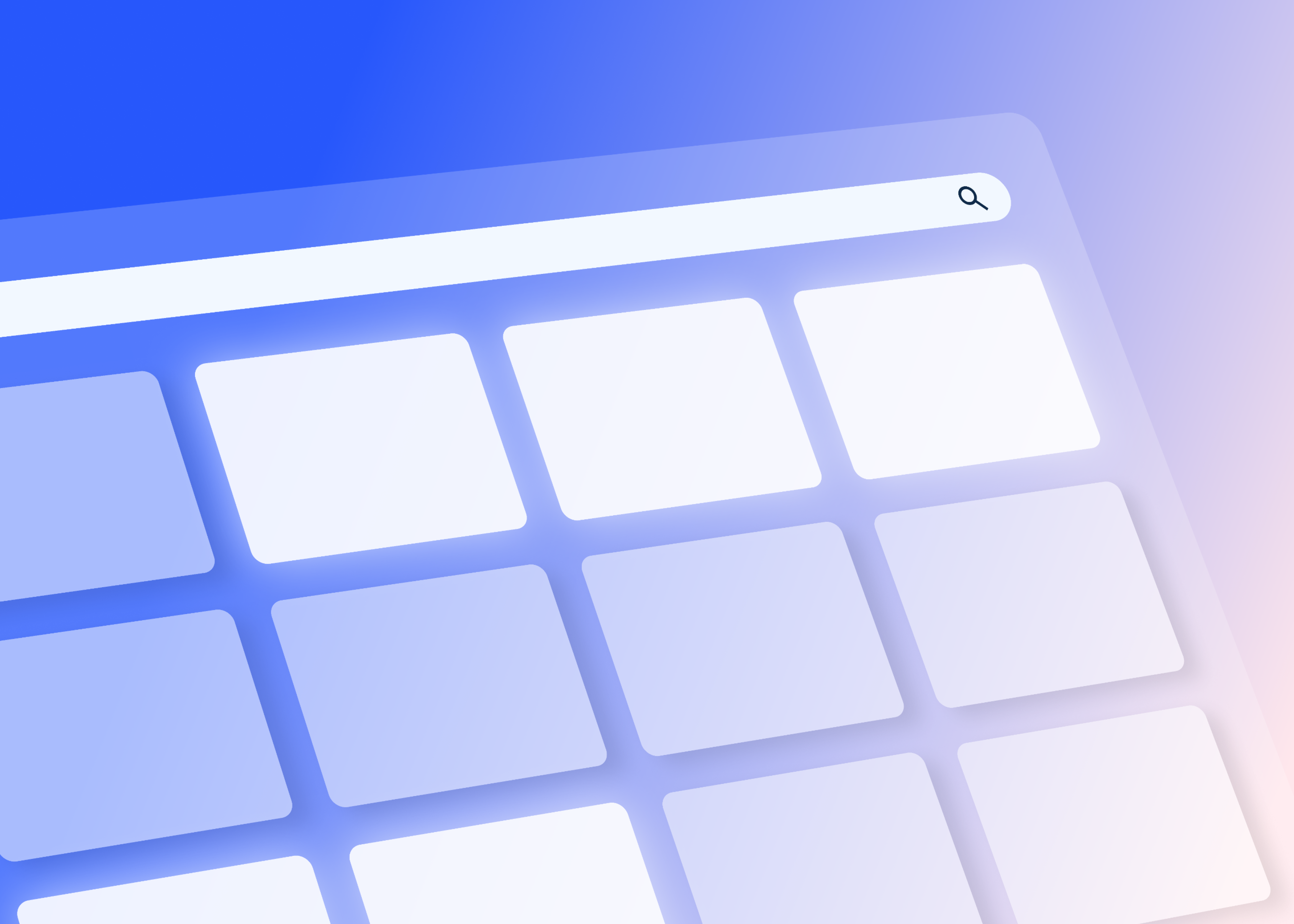 A digital illustration of a website's search results page, featuring a search bar at the top and a 3x4 grid of blank product placeholders below.