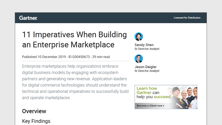 Gartner: 11 Imperatives When Building an Enterprise Marketplace