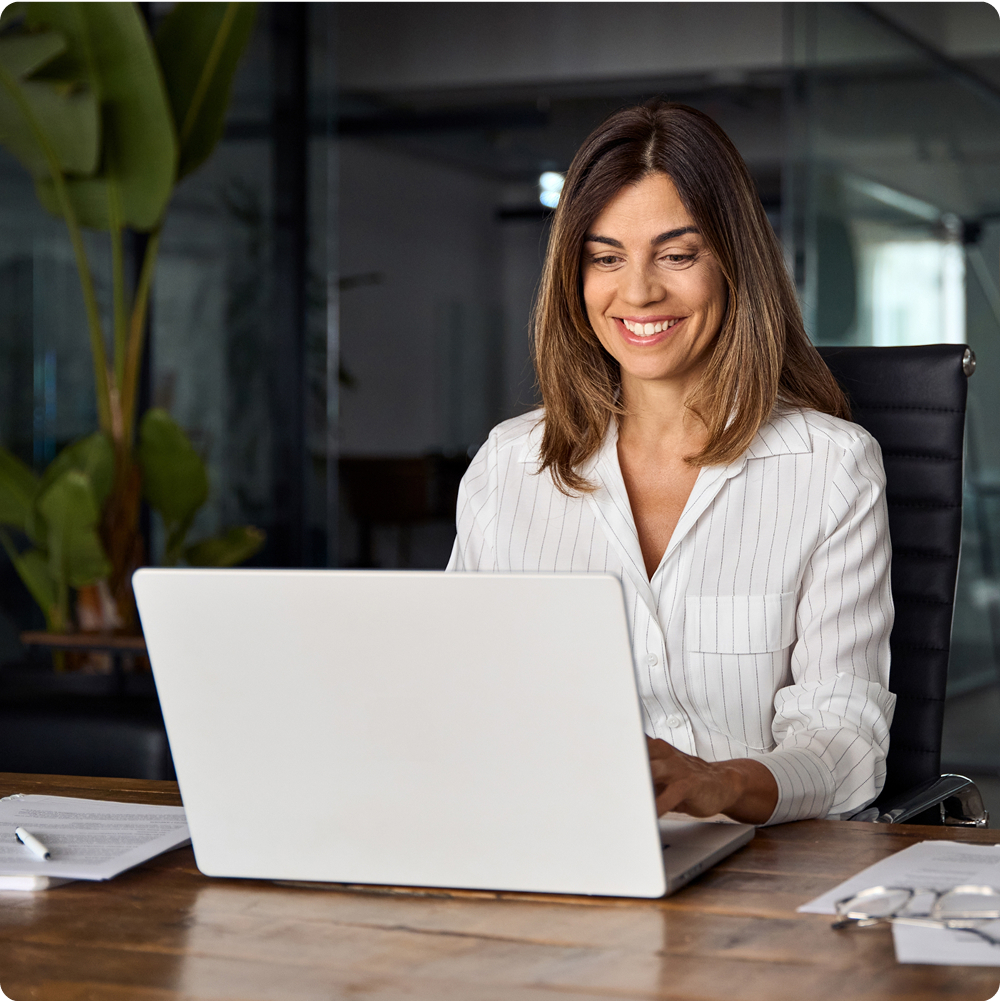 Woman working on a computer