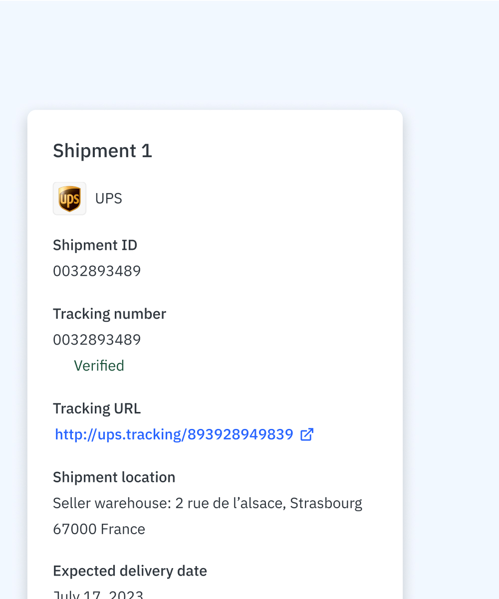 Order shipment details