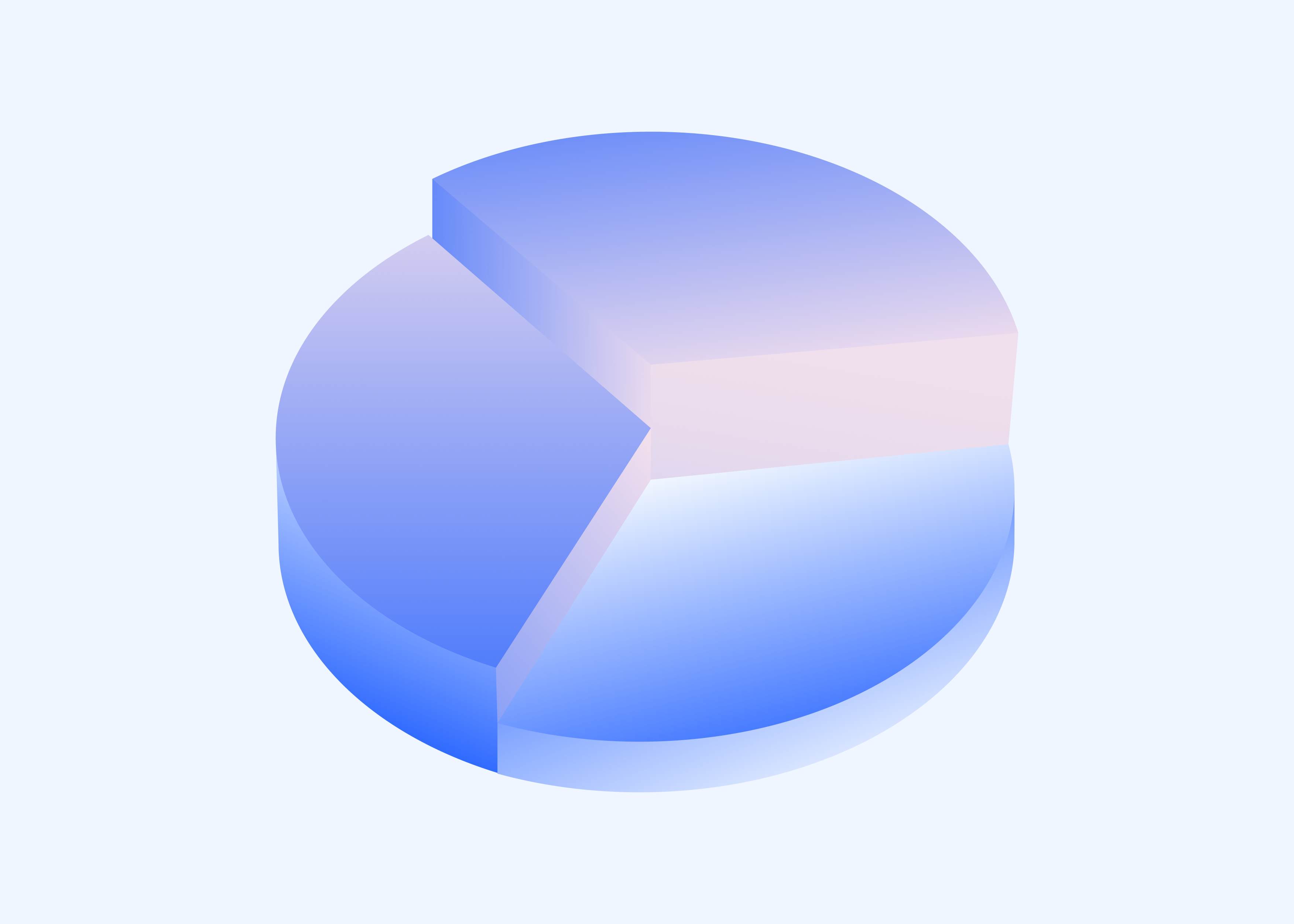 A stylized 3D pie chart with three distinct sections in varying shades of blue and purple, representing the concept of return on ad spend in retail media.