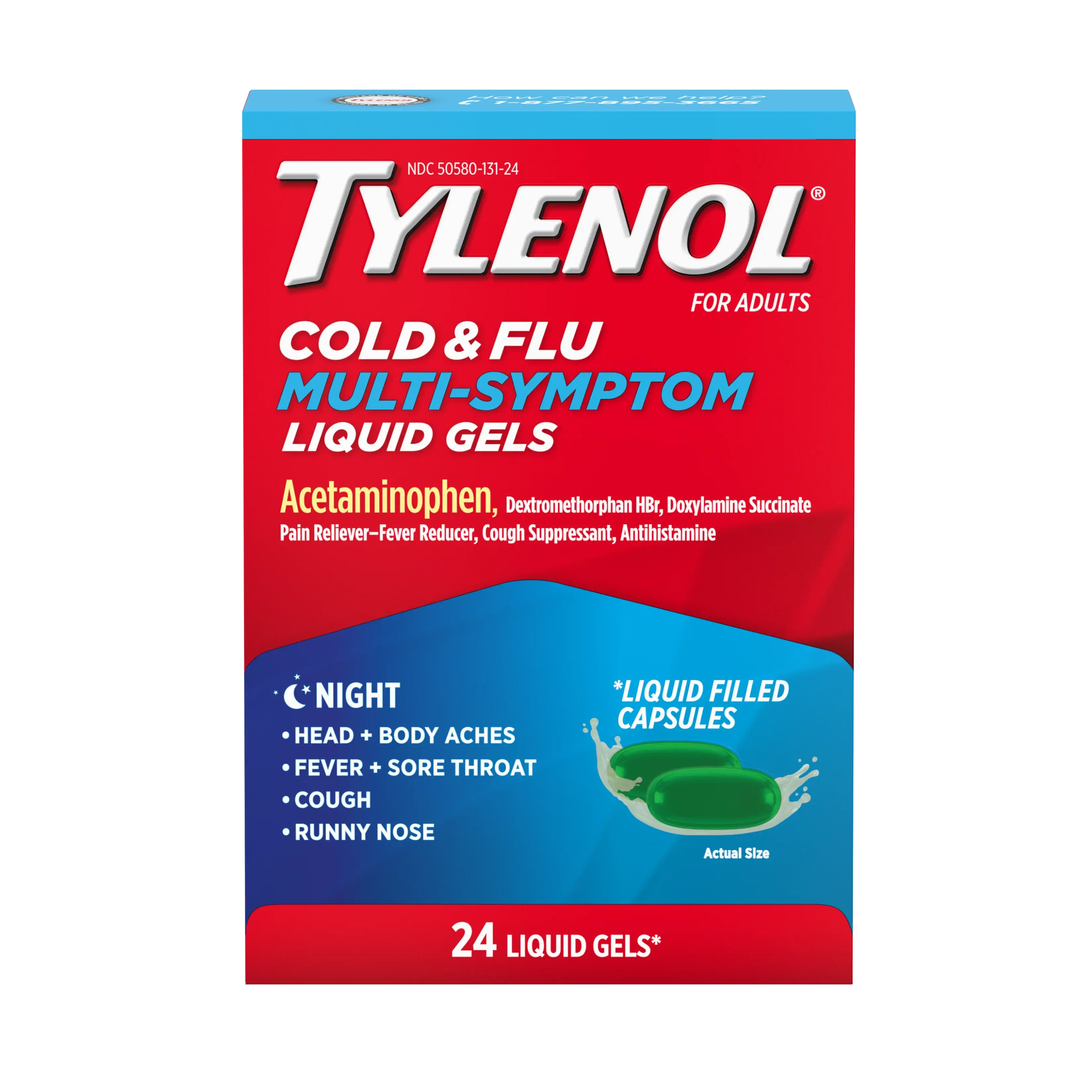 TYLENOL® Nighttime Cold & Flu Multi-Symptom Relief Liquid Gels