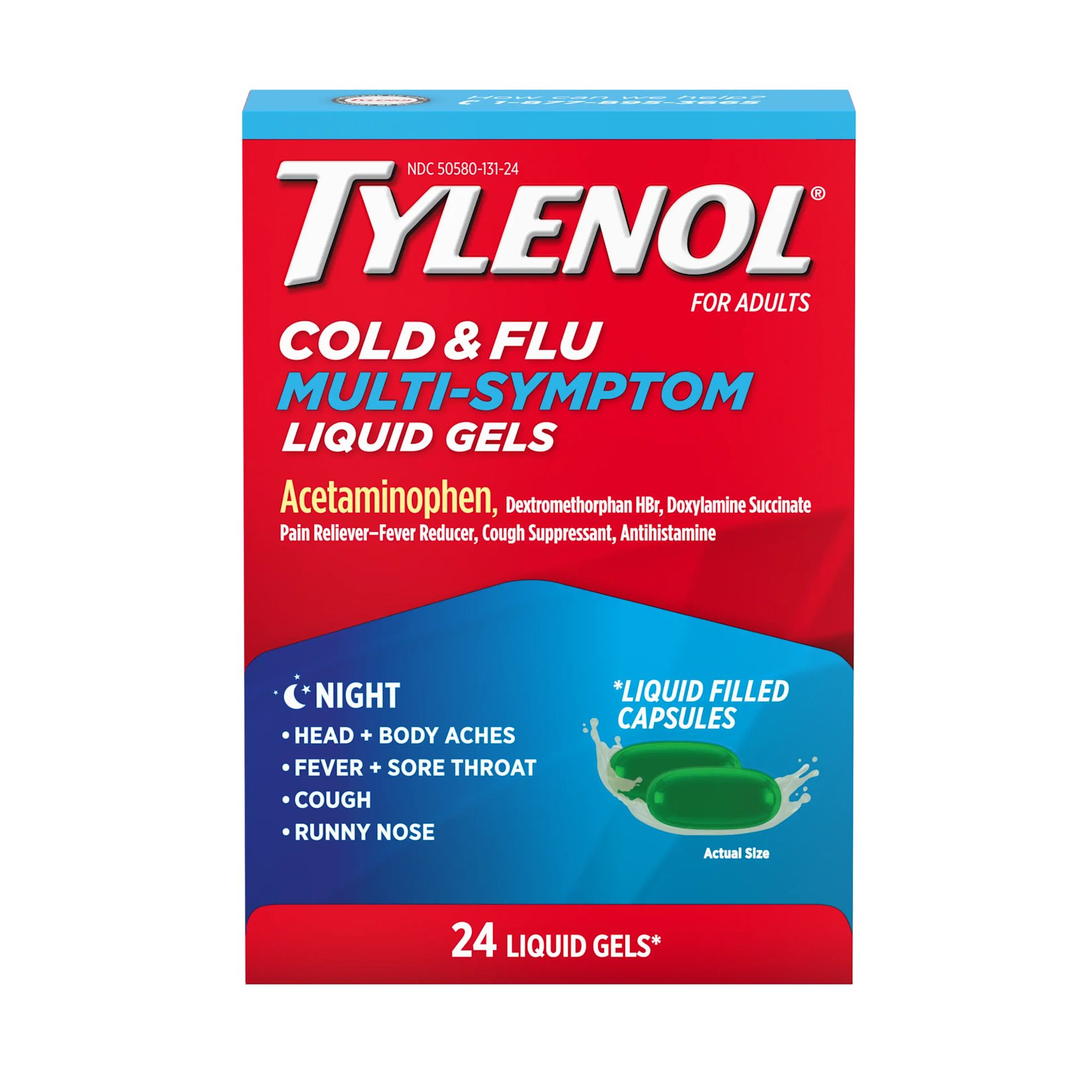 TYLENOL® Nighttime Cold & Flu Multi-Symptom Relief Liquid Gels