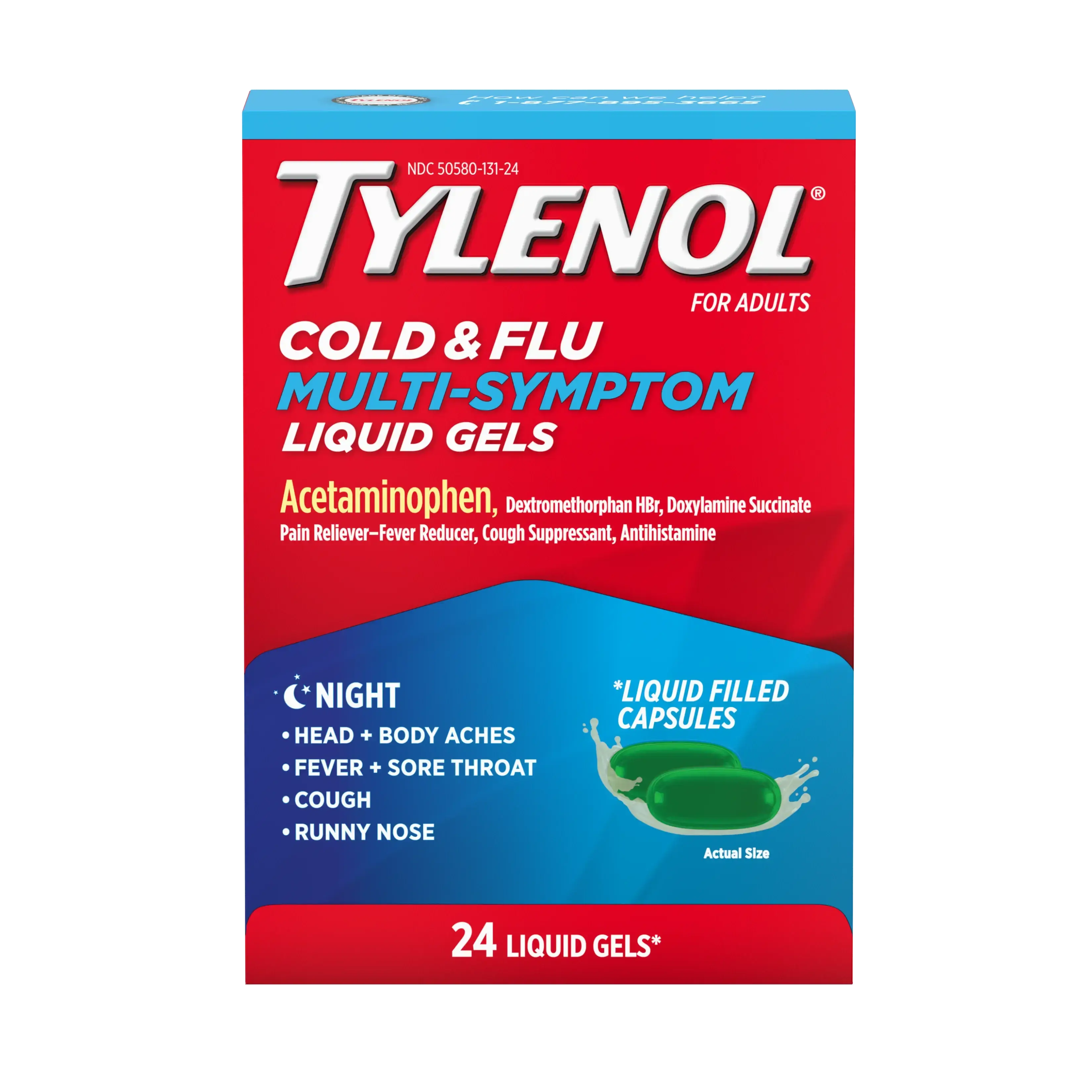 TYLENOL® Nighttime Cold & Flu Multi-Symptom Relief Liquid Gels