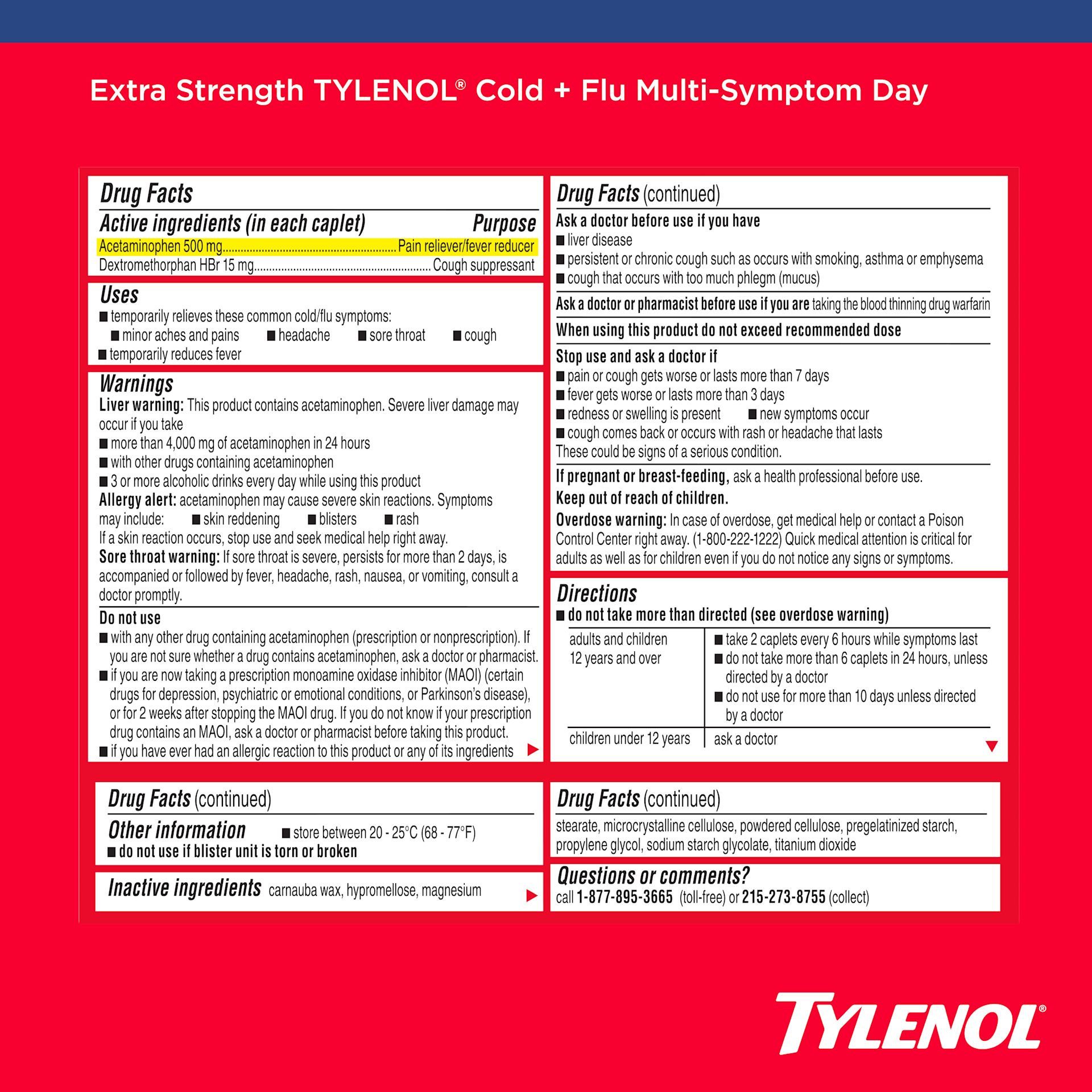 TYLENOL® Extra Strength Severe Cough + Sore Throat Daytime Caplets
