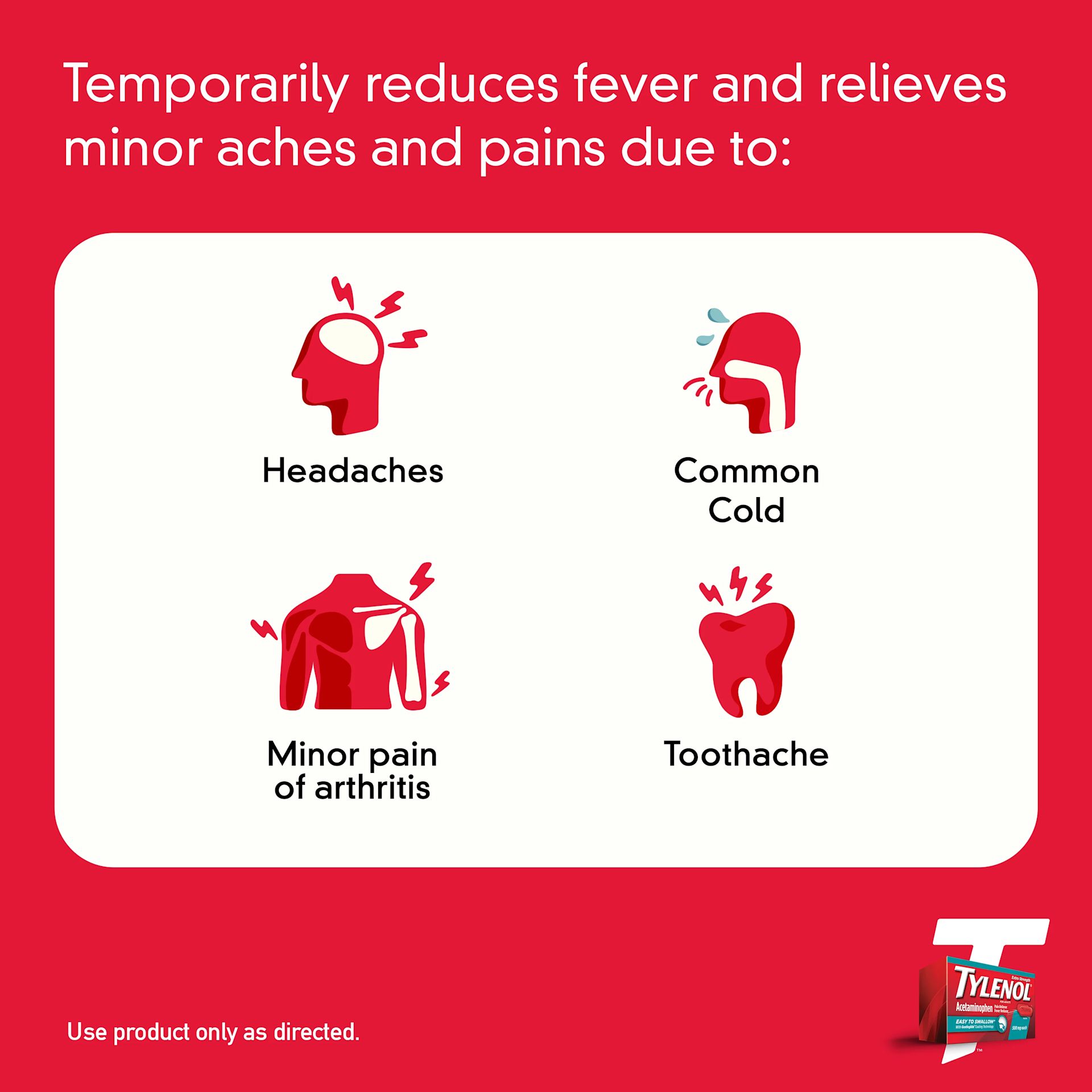 Relieves aches and pains due to