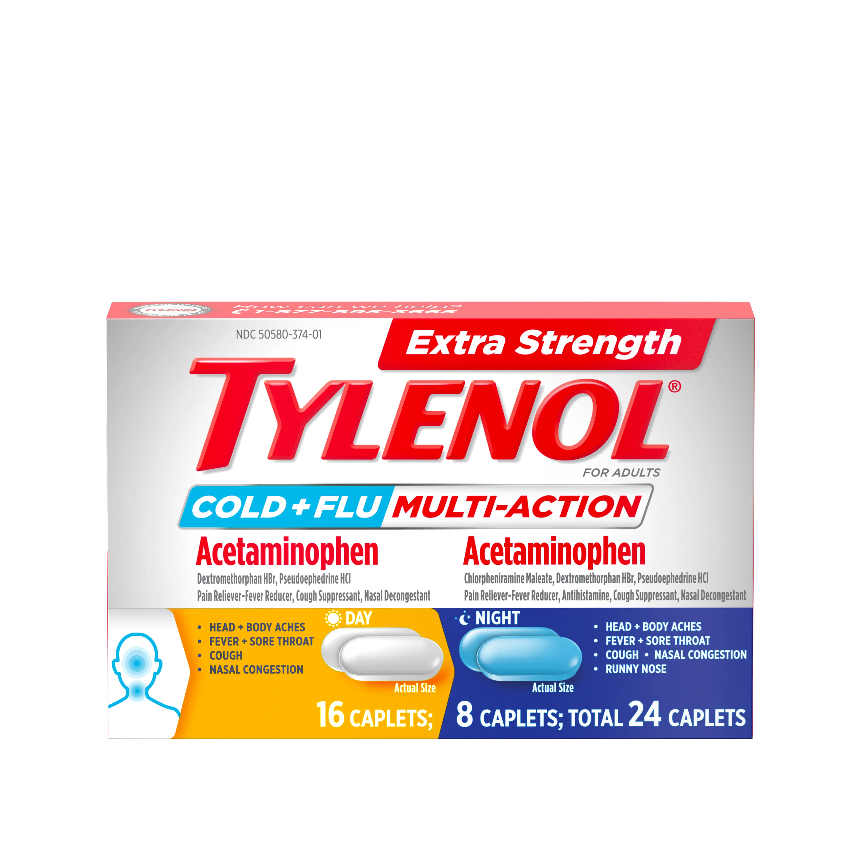 TYLENOL® Extra Strength Cold & Flu Multi-Action Day & Night