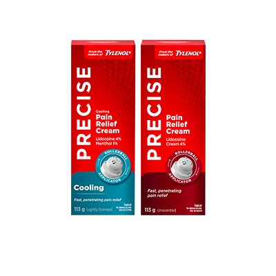 Precise Pain Relief Creams from the Makers of Tylenol, cooling and non-sensate