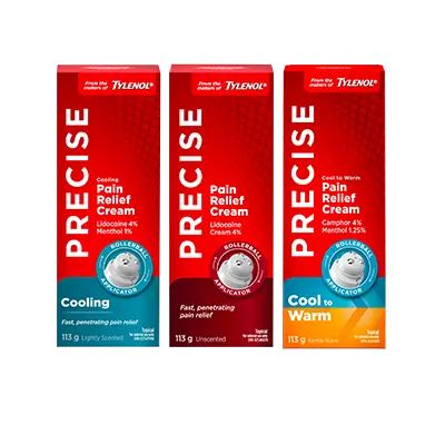 Precise Pain Relief Creams from the Makers of Tylenol, cooling and non-sensate