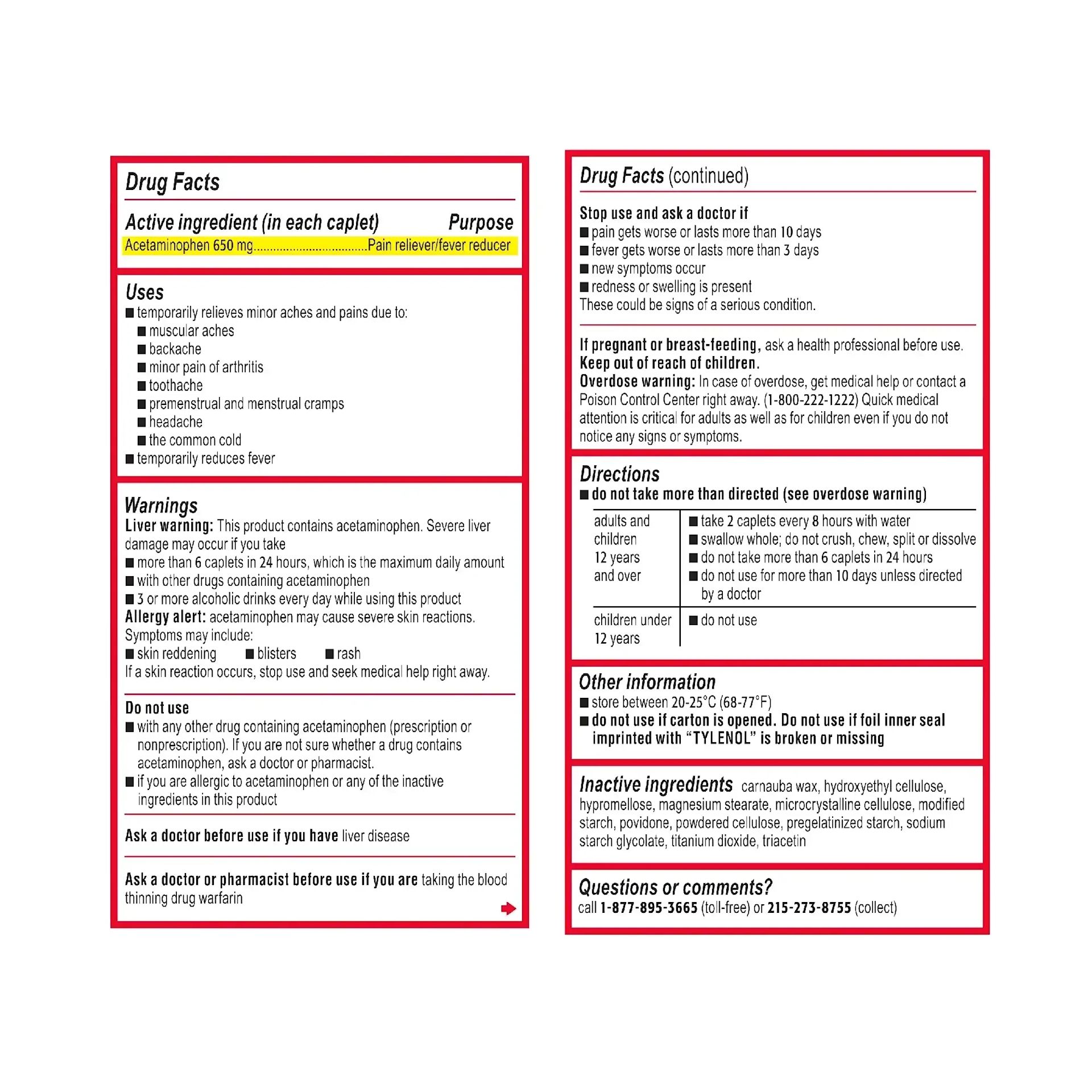 TYL 300450297211 8hour Muscle Aches Pains 100ct DF Drug facts