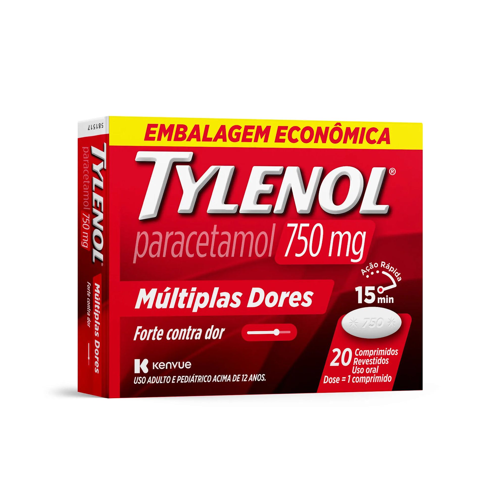 TYLENOL®  MÚLTIPLAS DORES FORTE CONTRA A DOR 750mg