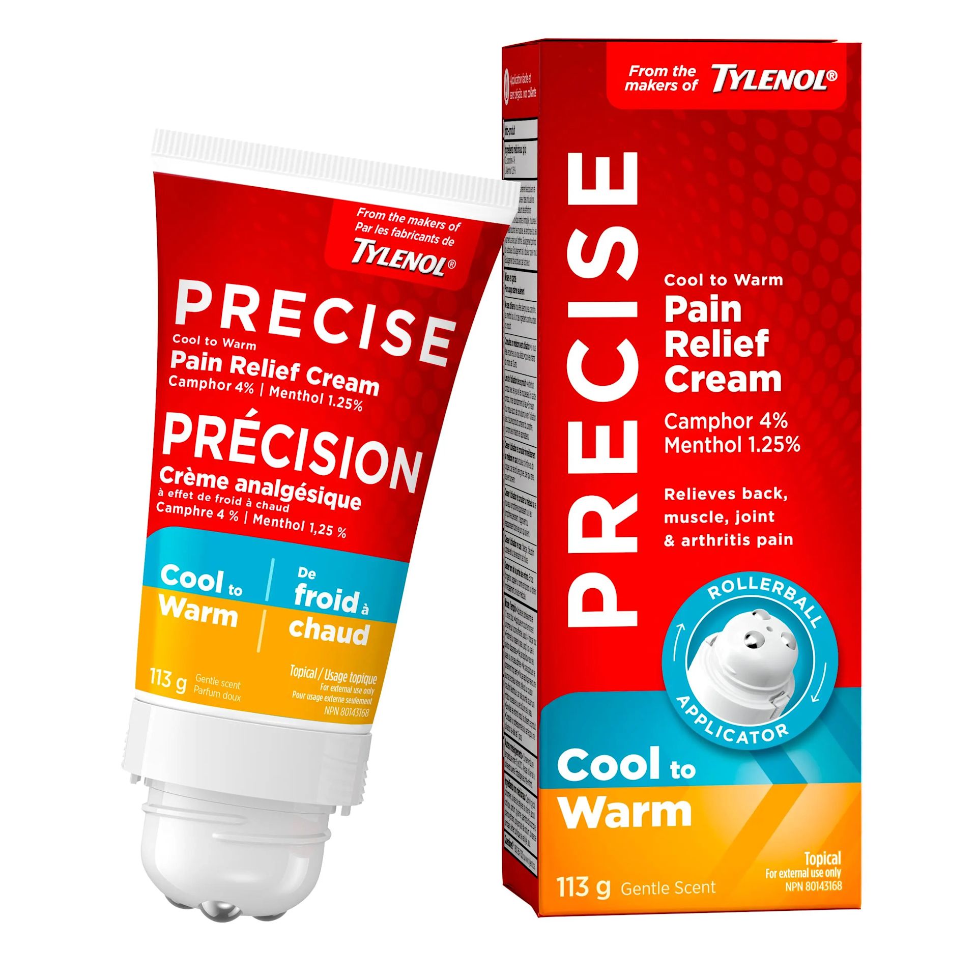 Photo de face du crème analgésique Precise à effet de froid à chaud, 113g