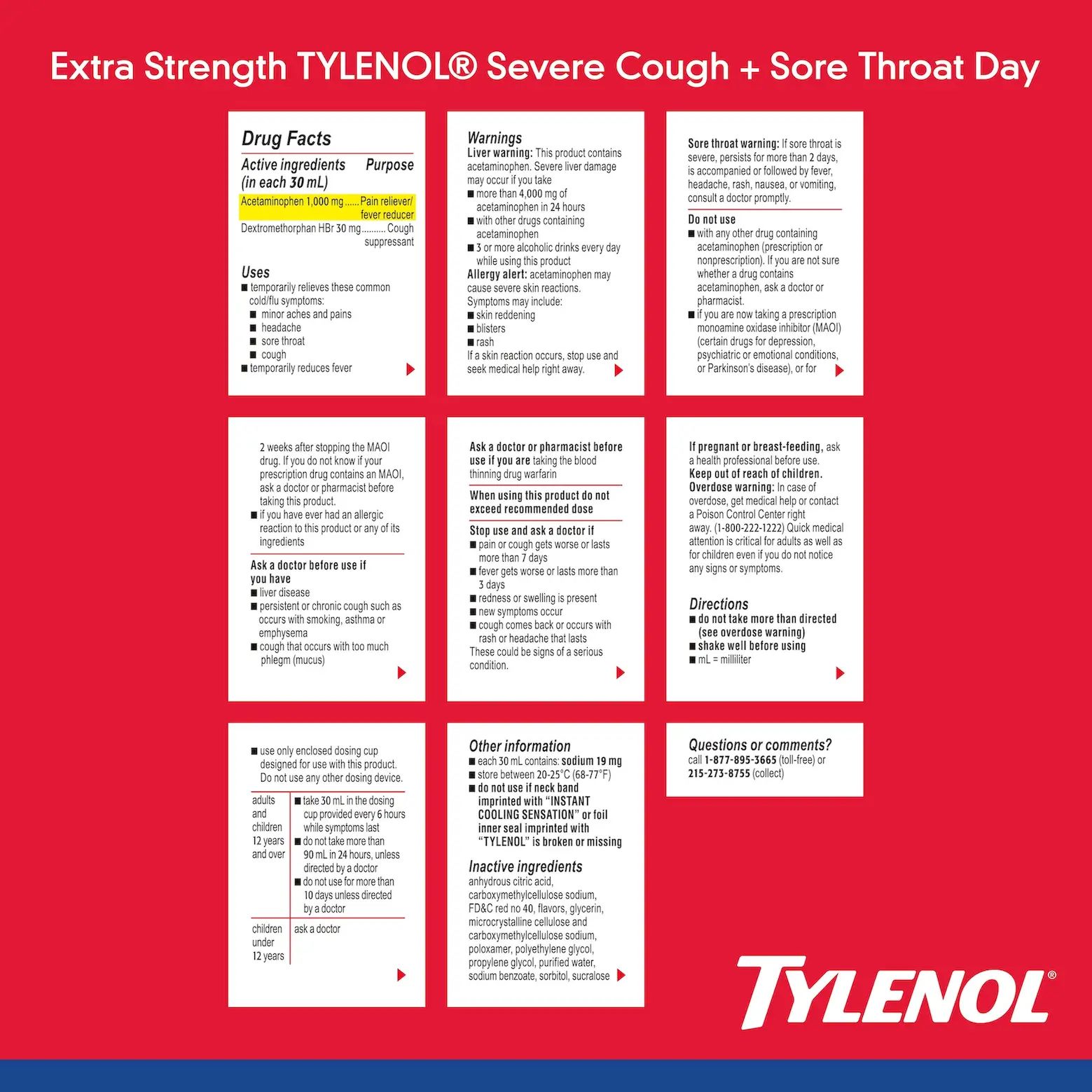 TYLENOL® Extra Strength Cold + Flu Multi-Symptom Daytime Liquid