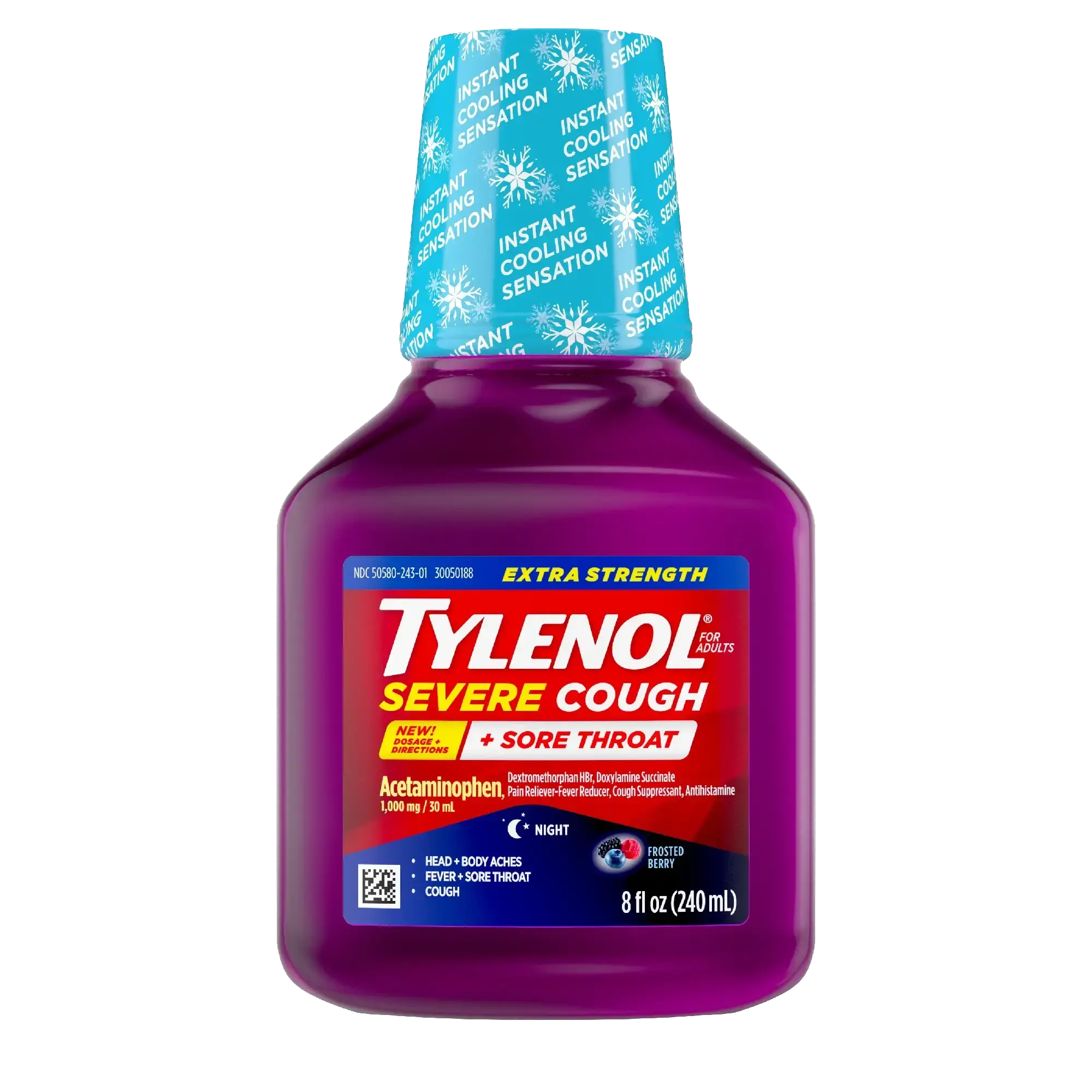 TYLENOL® Extra Strength Severe Cough + Sore Throat Night Liquid