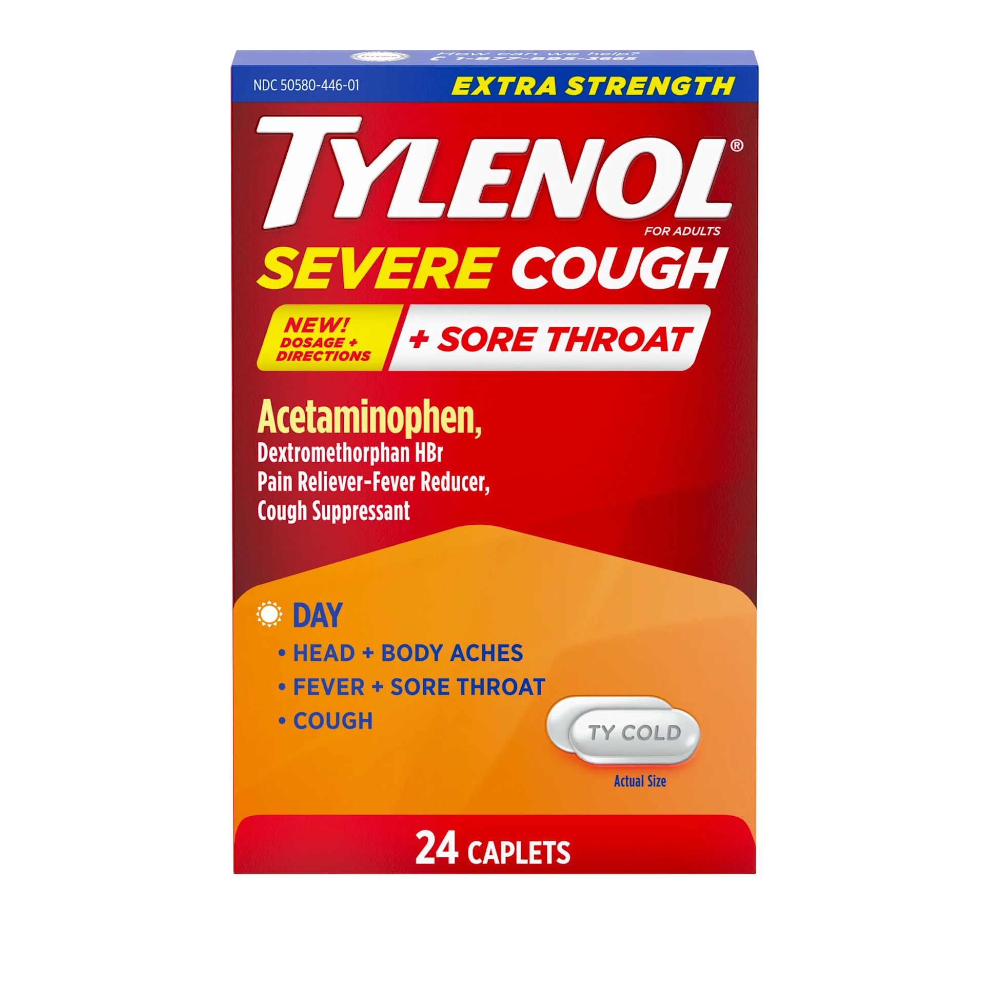 TYLENOL® Cold Extra Strength Severe Cough + Sore Throat Daytime Caplets