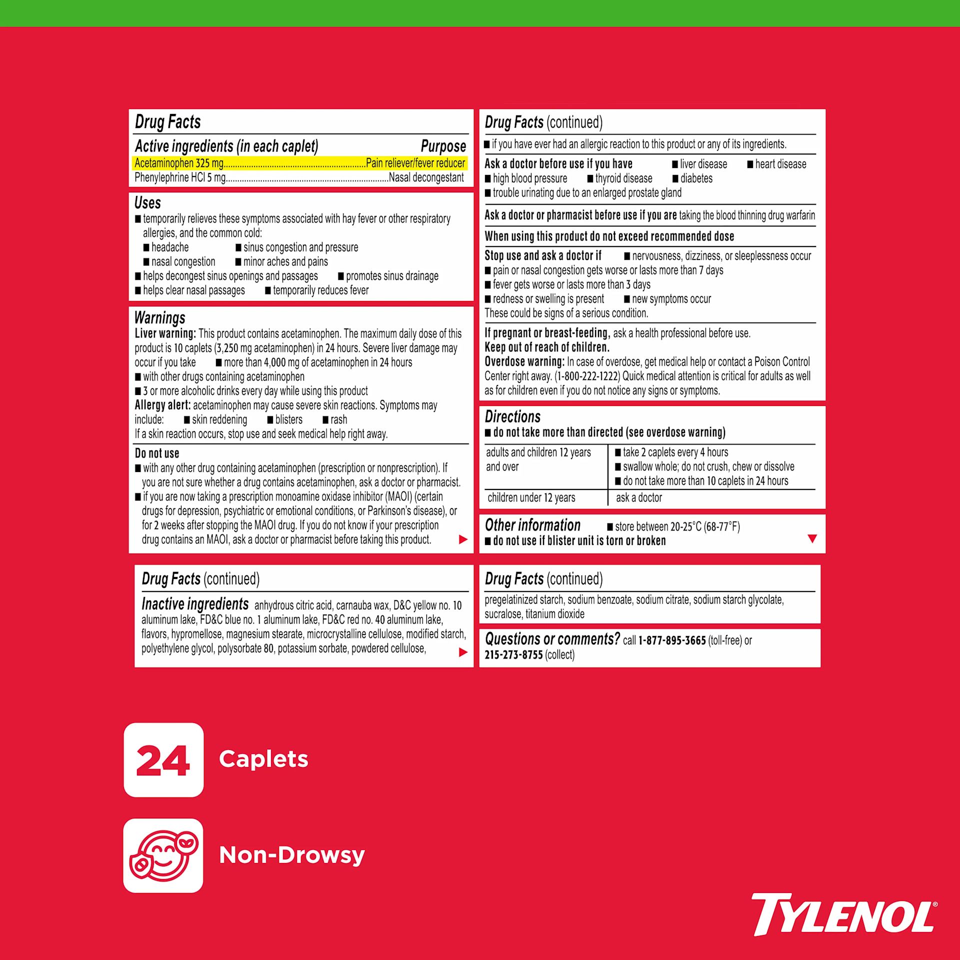 TYLENOL® Sinus + Headache Non-Drowsy Daytime Caplets