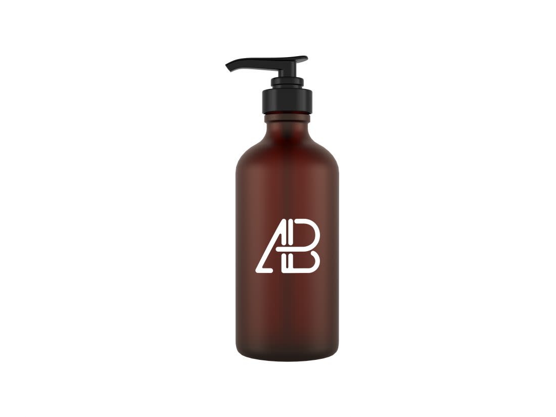 Glass Cosmetic Pump Bottle Mockup by Anthony Boyd Graphics