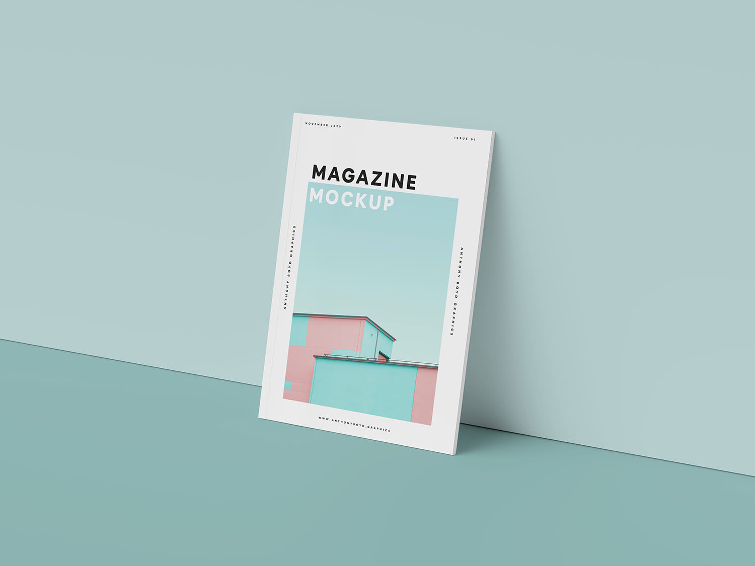 Magazine Against Wall Mockup by Anthony Boyd Graphics