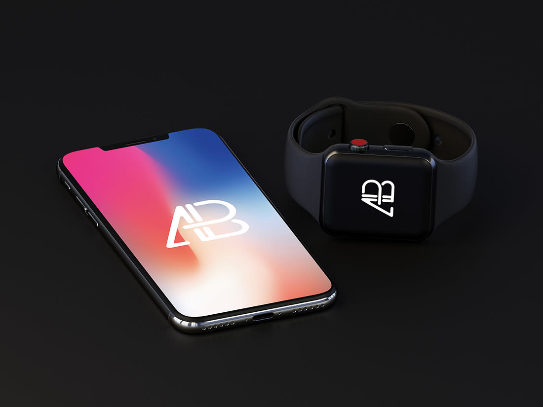 iPhone X and Apple Watch Series 3 Mockup by Anthony Boyd Graphics