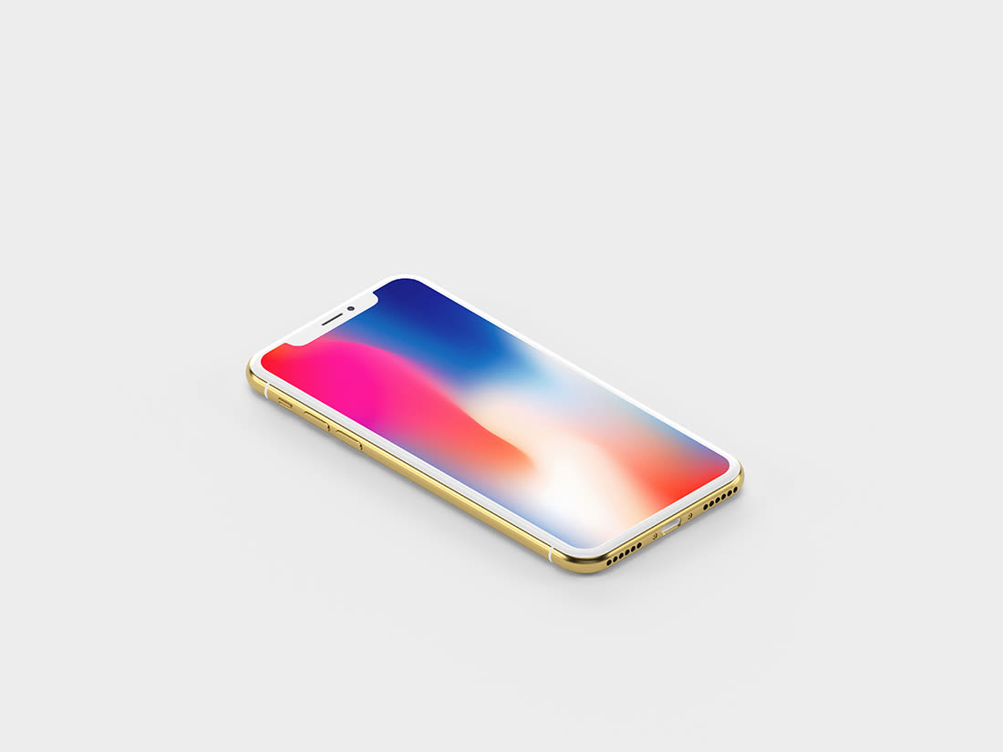 Gold Isometric iPhone X Mockup by Anthony Boyd Graphics