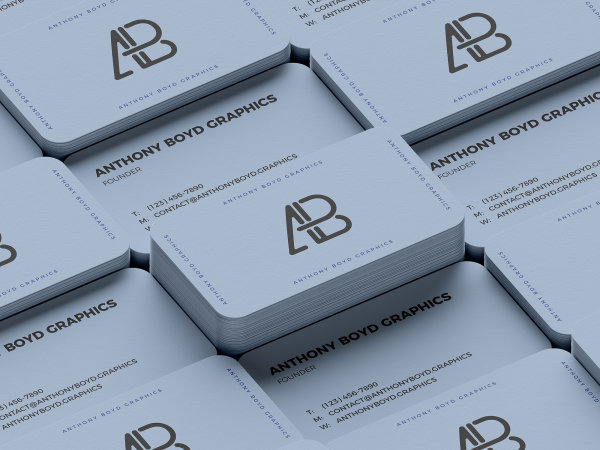 Rounded Business Card Grid Mockup #1 by Anthony Boyd Graphics