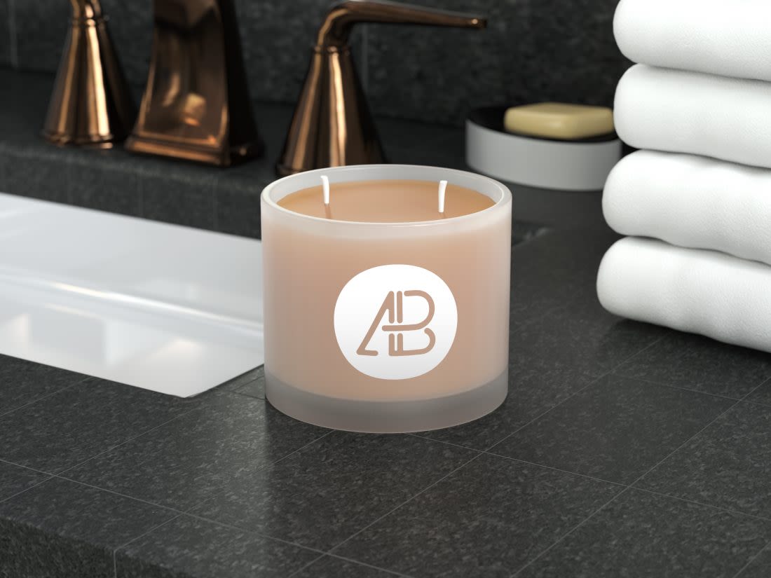 Frosted Glass Candle Mockup by Anthony Boyd Graphics
