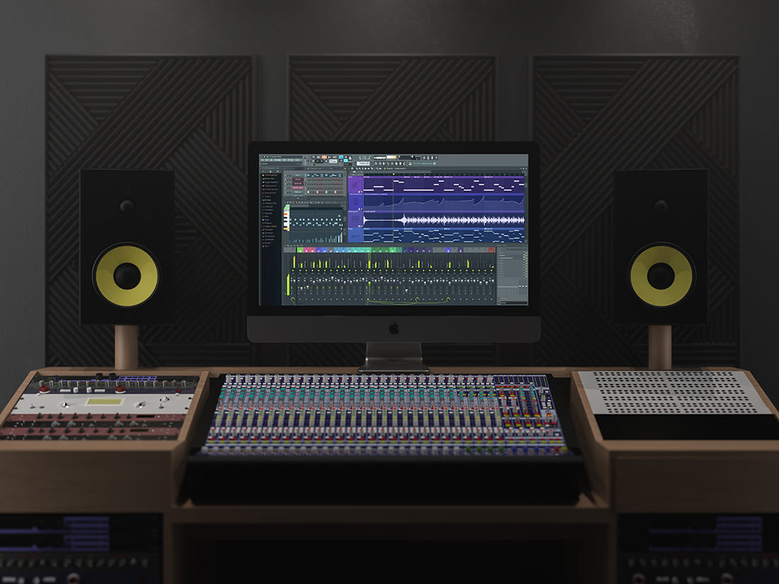 iMac Pro In Music Studio Mockup by Anthony Boyd Graphics