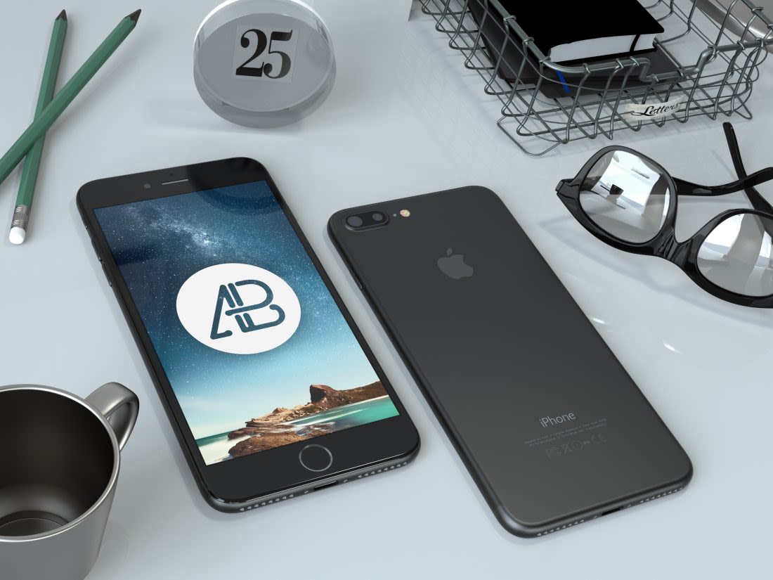 Realistic Black iPhone 7 Plus Mockup by Anthony Boyd Graphics