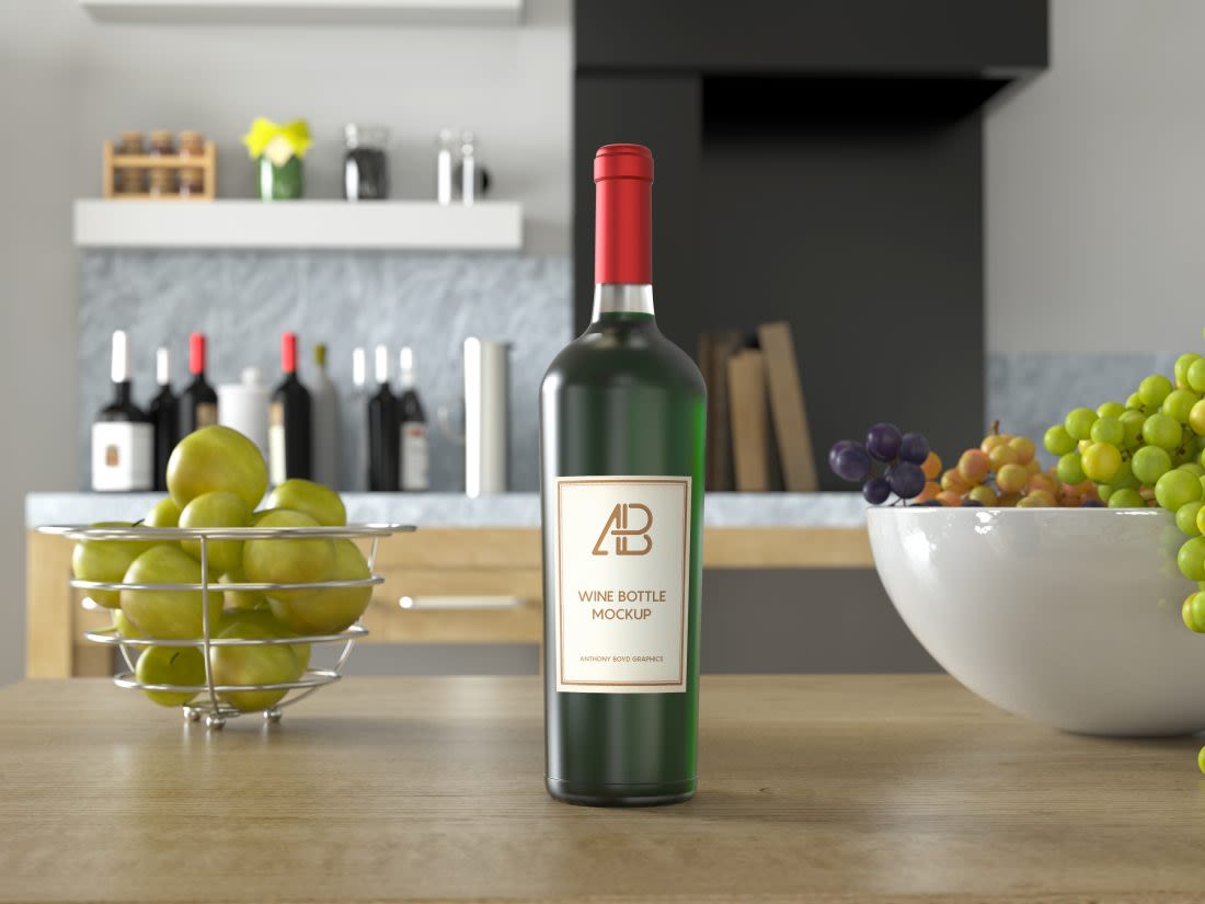 Wine Bottle PSD Mockup by Anthony Boyd Graphics