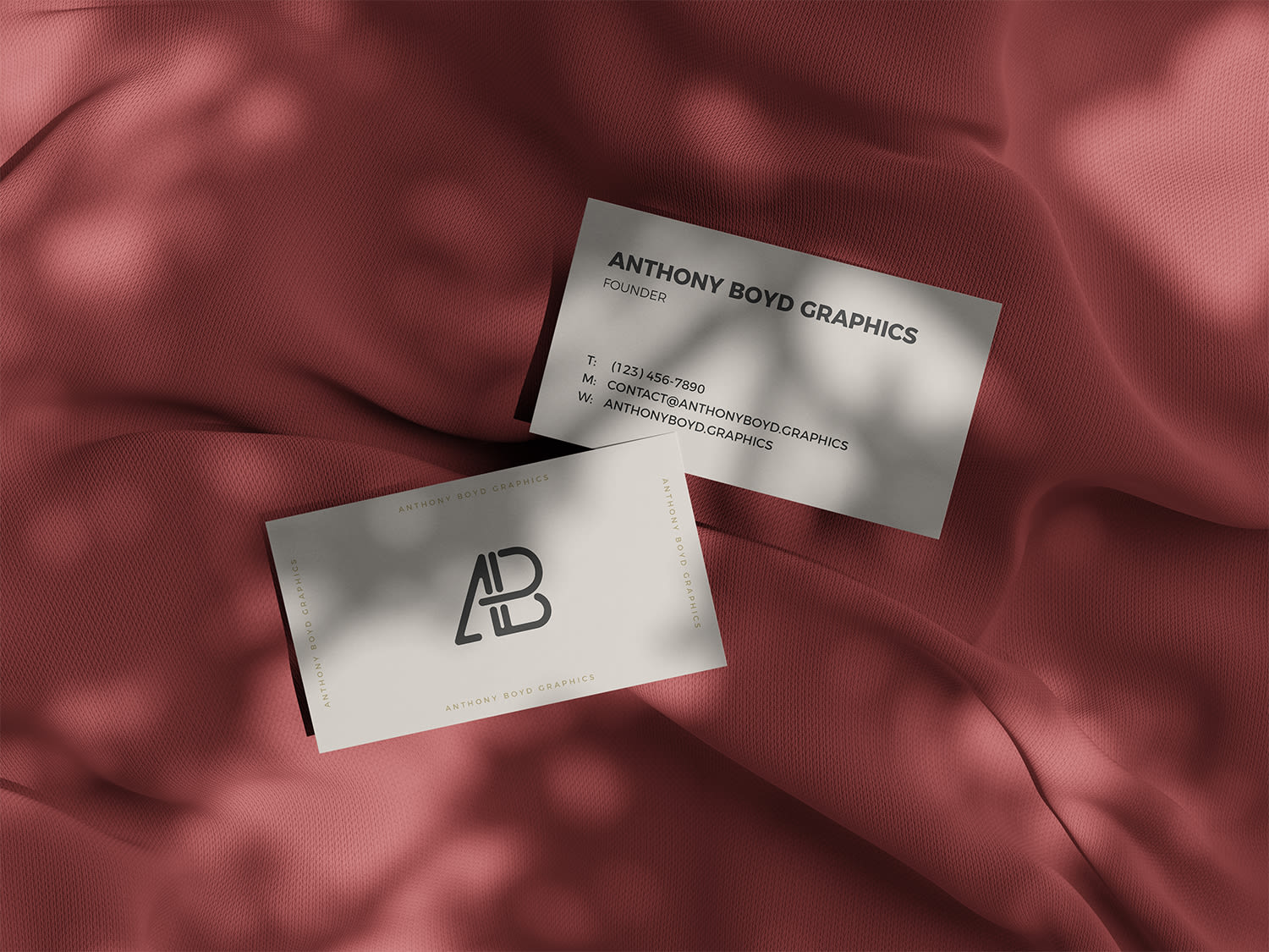 Business Card On Fabric Mockup by Anthony Boyd Graphics