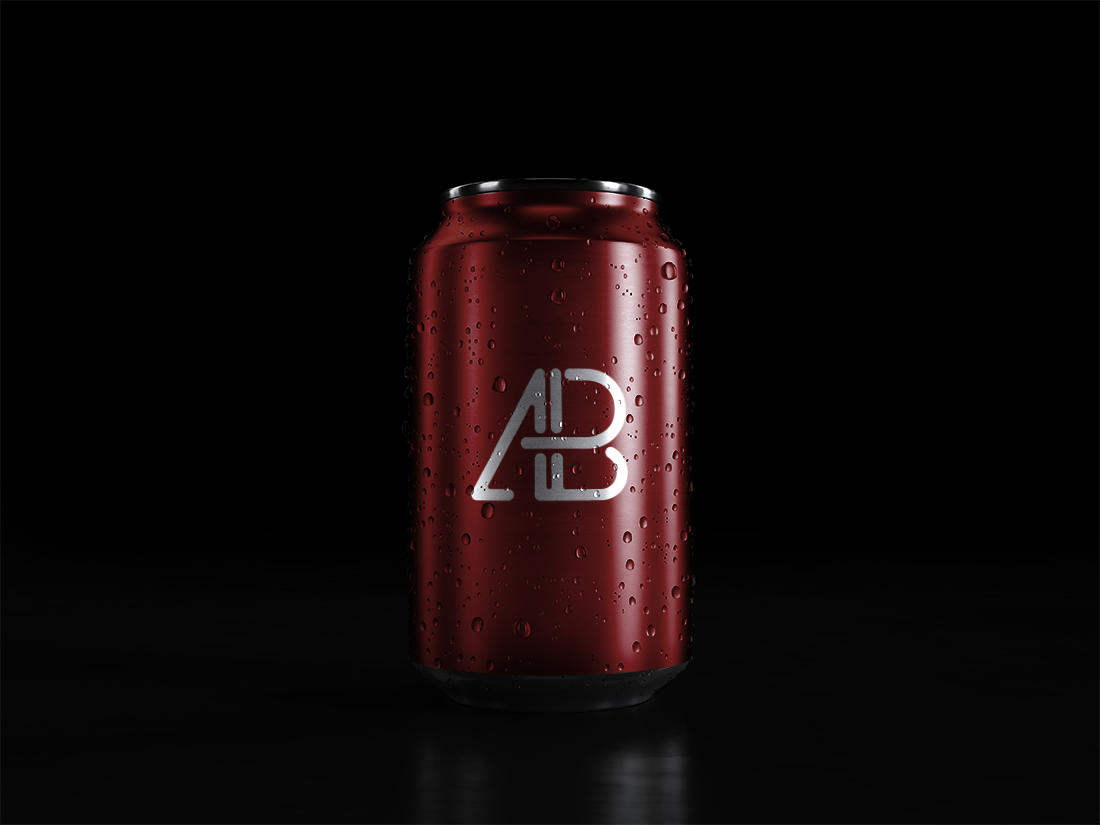 Soda Can With Water Drops Mockup | Anthony Boyd Graphics