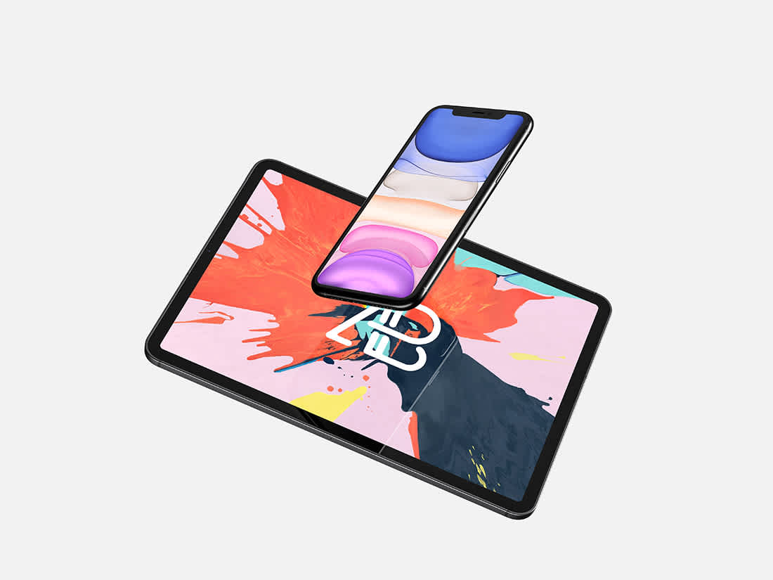 Download Floating Iphone 11 Pro Max And Ipad Pro Mockup Anthony Boyd Graphics