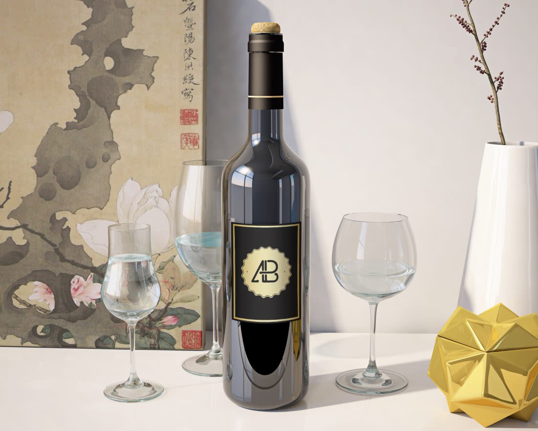 Realistic Wine Bottle Mockup by Anthony Boyd Graphics
