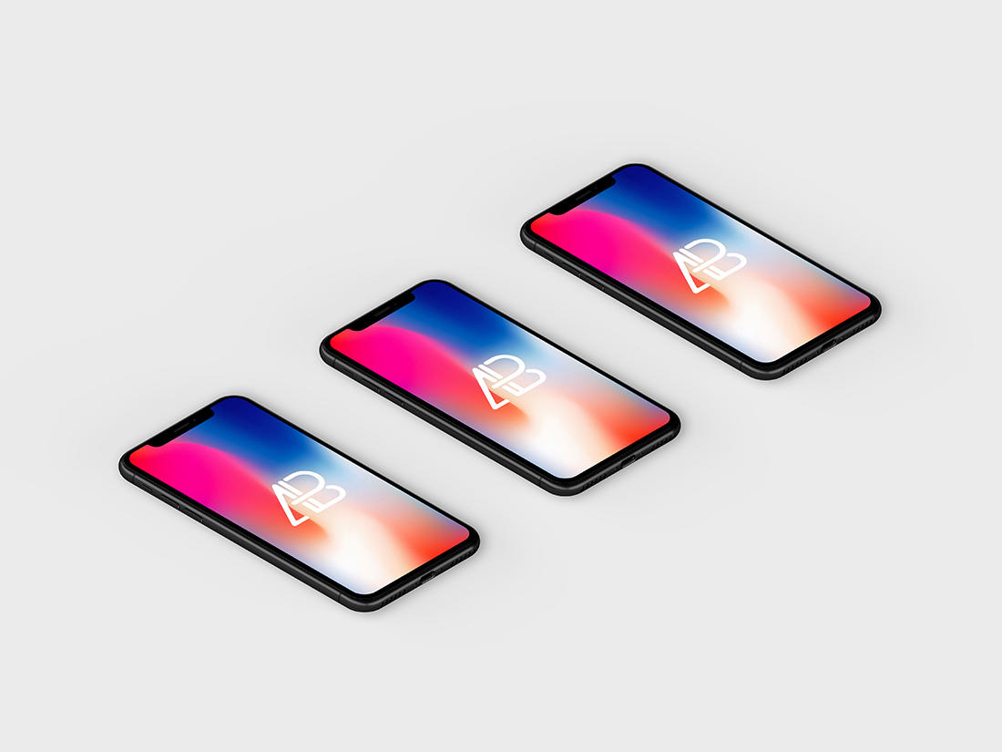 Isometric iPhone X Mockup Vol.4 Anthony Boyd Graphics