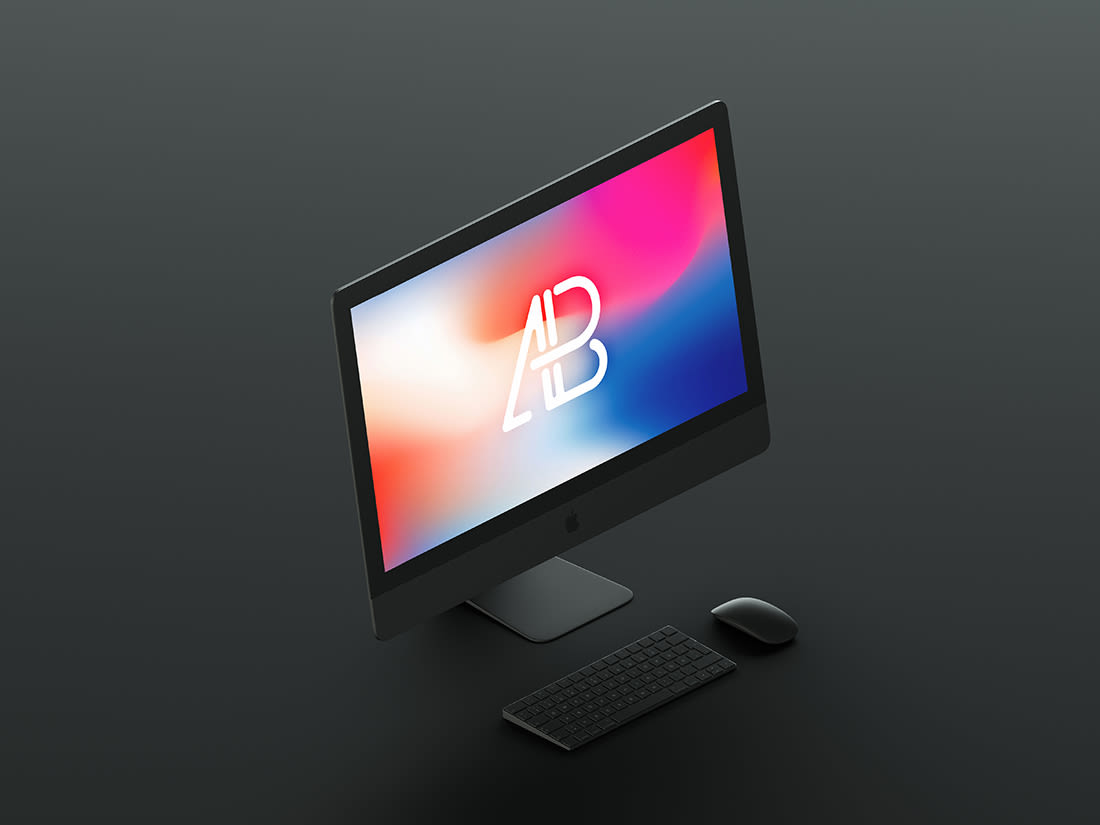 Isometric Matte Black iMac Pro Mockup by Anthony Boyd Graphics