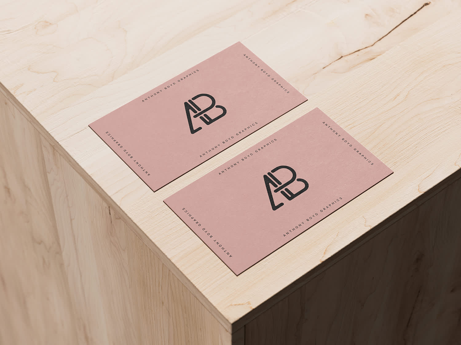 Business Cards on Wooden Box Mockup by Anthony Boyd Graphics