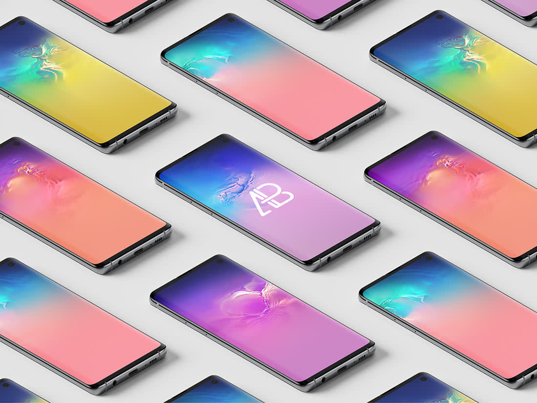 Samsung Galaxy S10 Isometric Mockup by Anthony Boyd Graphics