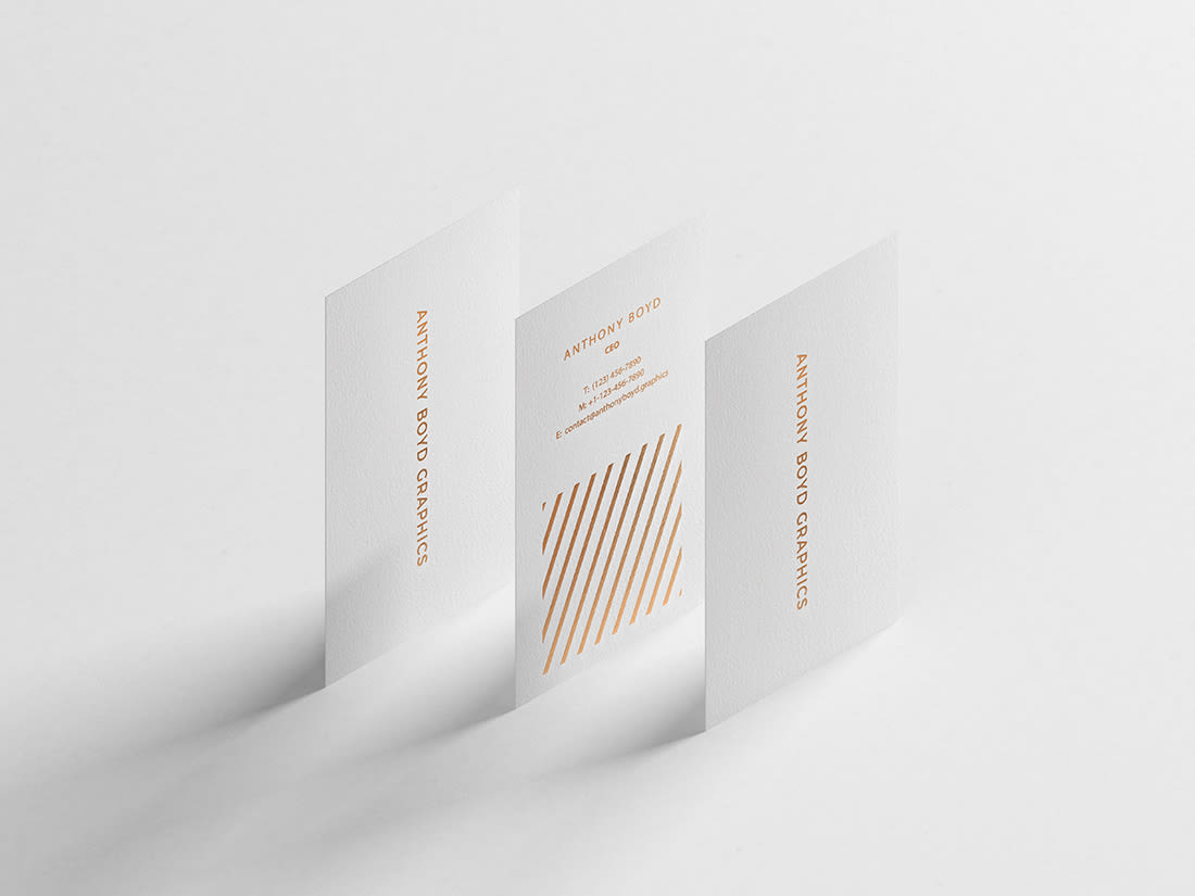 Modern Vertical Business Card Mockup by Anthony Boyd Graphics