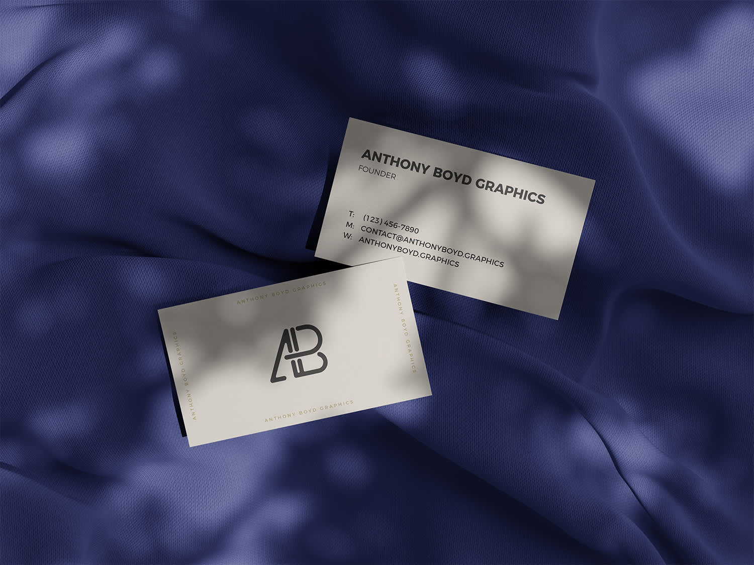 Business Card On Fabric Mockup by Anthony Boyd Graphics