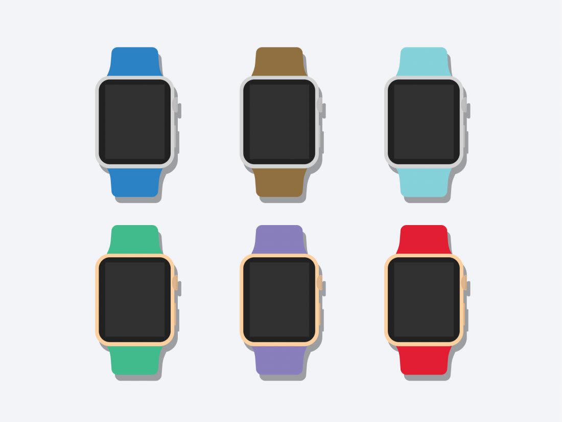 Flat 2D Apple Watch Mockup by Anthony Boyd Graphics