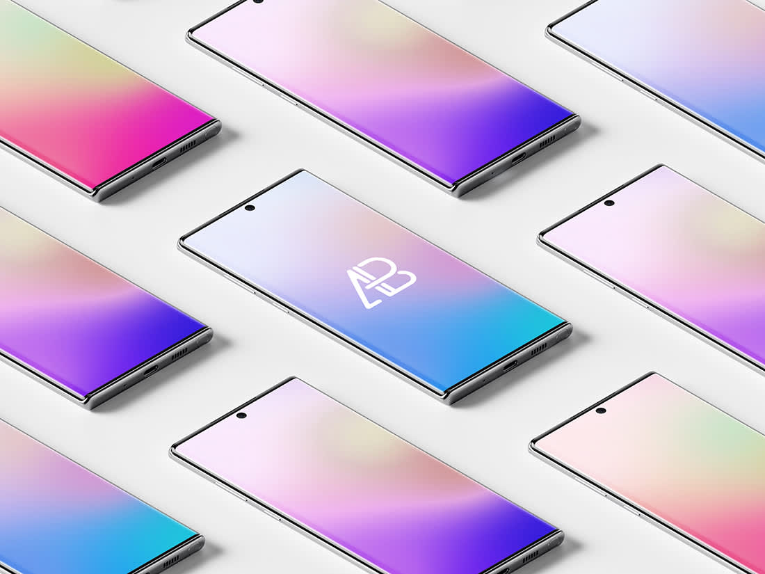 Isometric Samsung Galaxy Note 10 Pro Mockup by Anthony Boyd Graphics