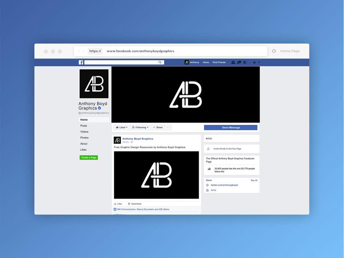 Facebook Page Mockup | Anthony Boyd Graphics