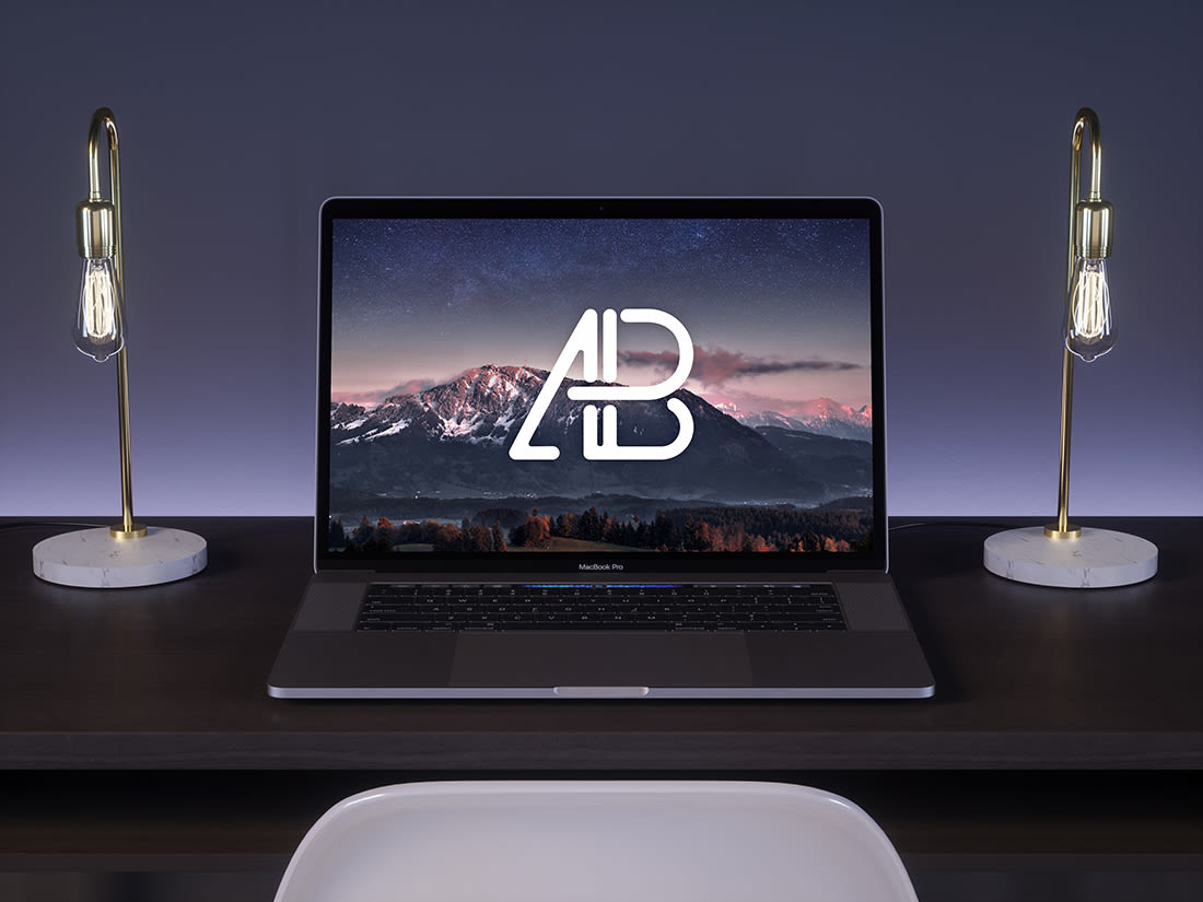 2017 MacBook Pro On Desk Mockup by Anthony boyd Graphics